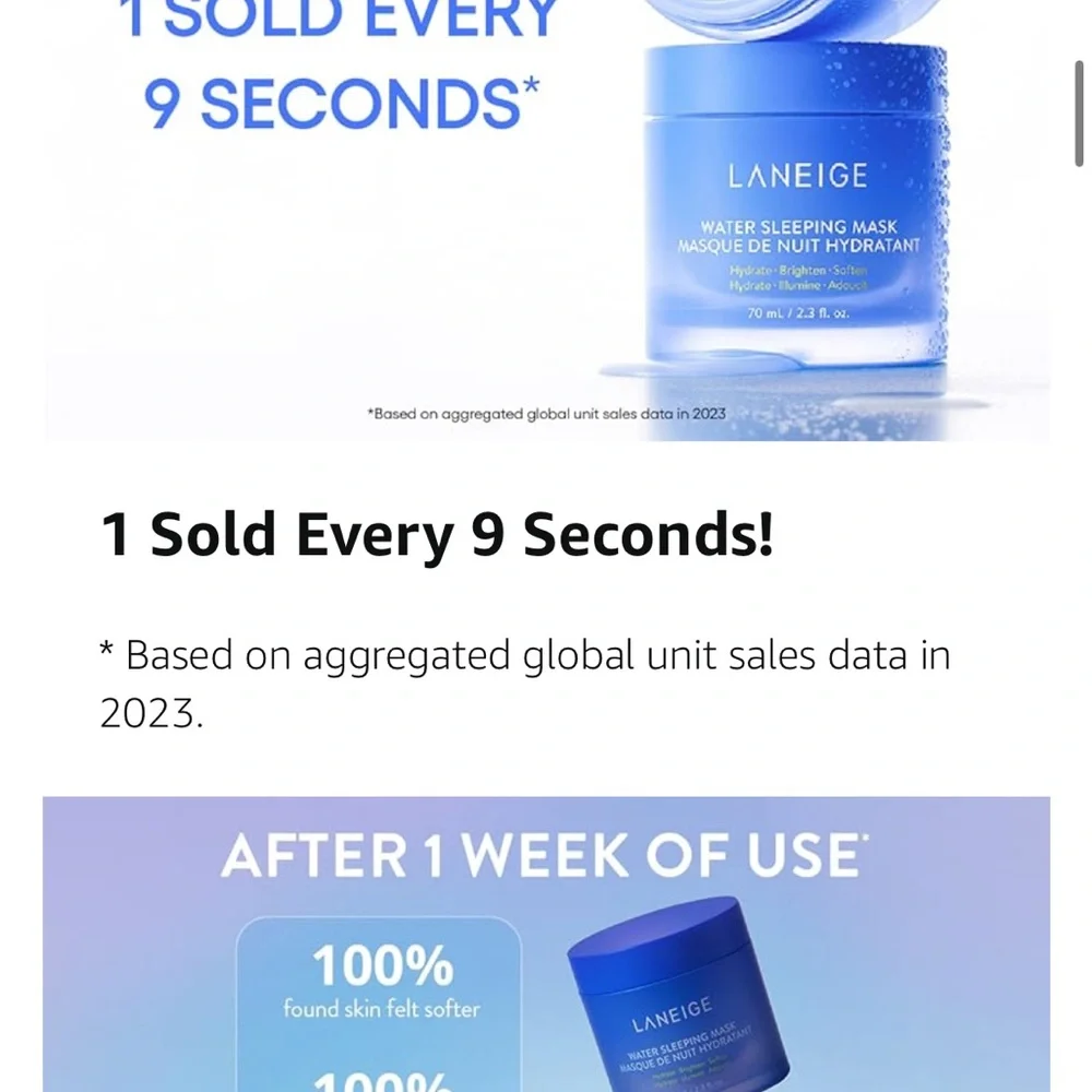 LANEIGE Water Sleeping Mask - Soft Blue - Picture 3 of 4